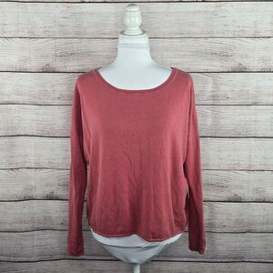 Garnet Hill Silk & Cotton Oversized Sweater Pink Large Preppy Drop Shoulder